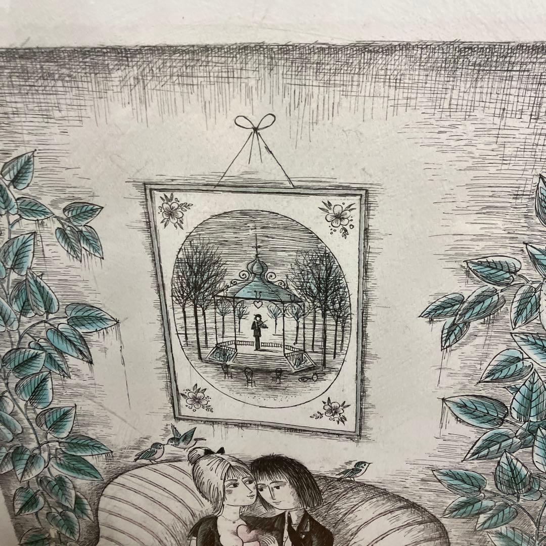 レイモンペイネ　ハートのプレゼント　特大サイズリトグラフ　サインあり