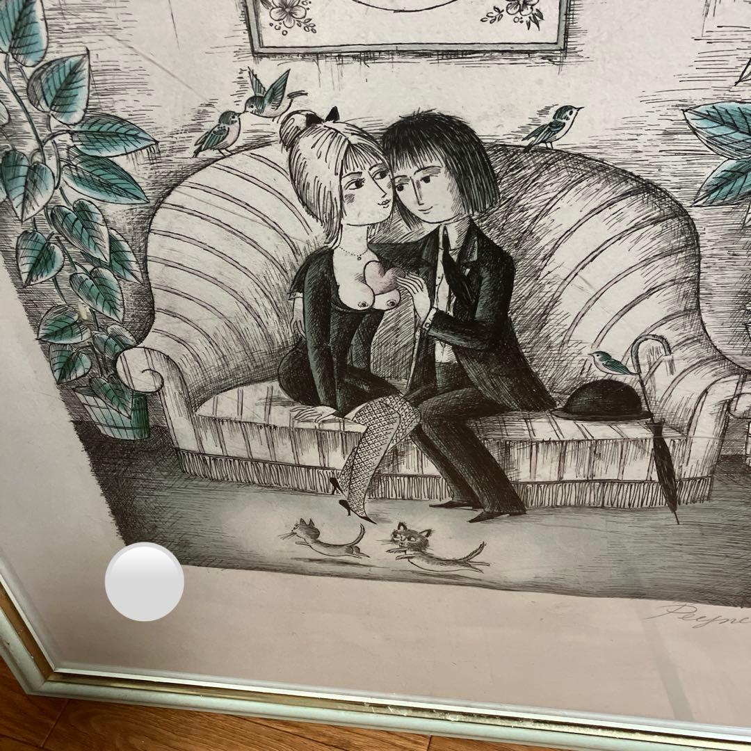 レイモンペイネ　ハートのプレゼント　特大サイズリトグラフ　サインあり