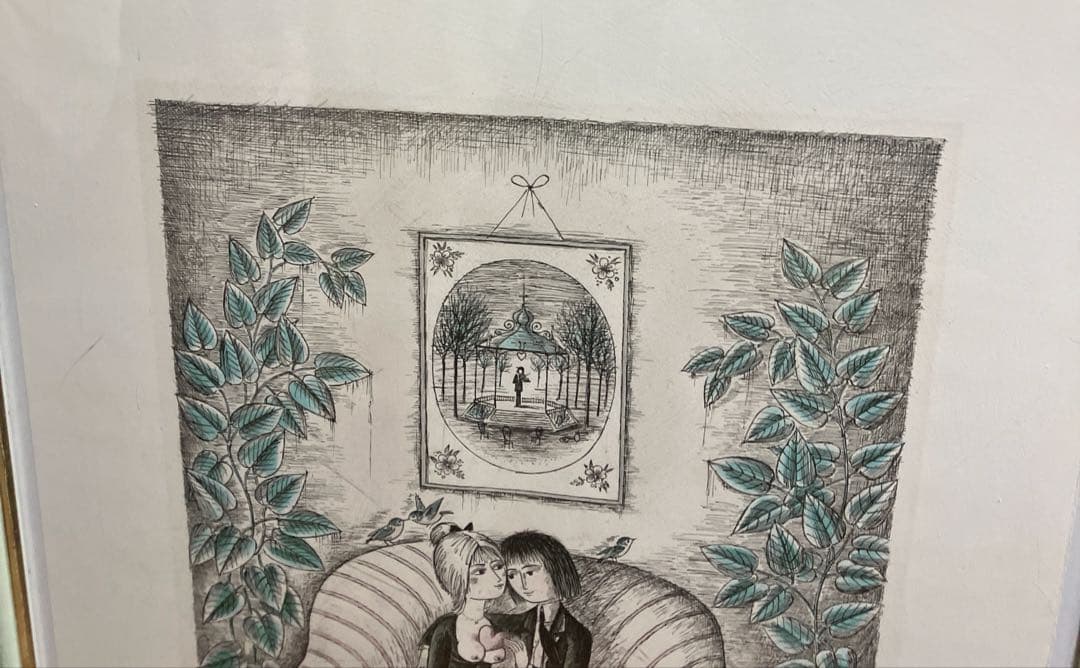 レイモンペイネ　ハートのプレゼント　特大サイズリトグラフ　サインあり