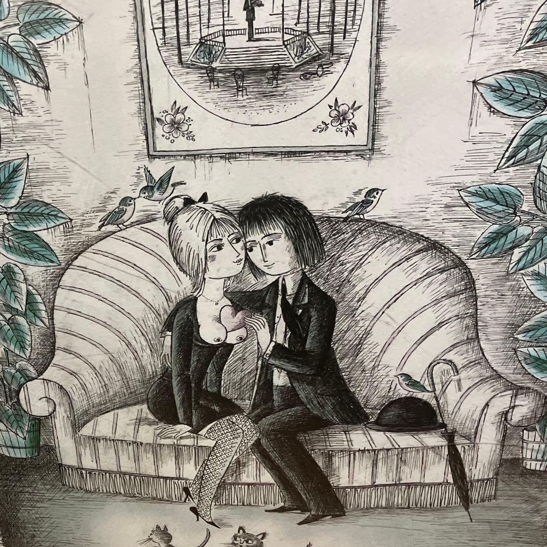 レイモンペイネ　ハートのプレゼント　特大サイズリトグラフ　サインあり