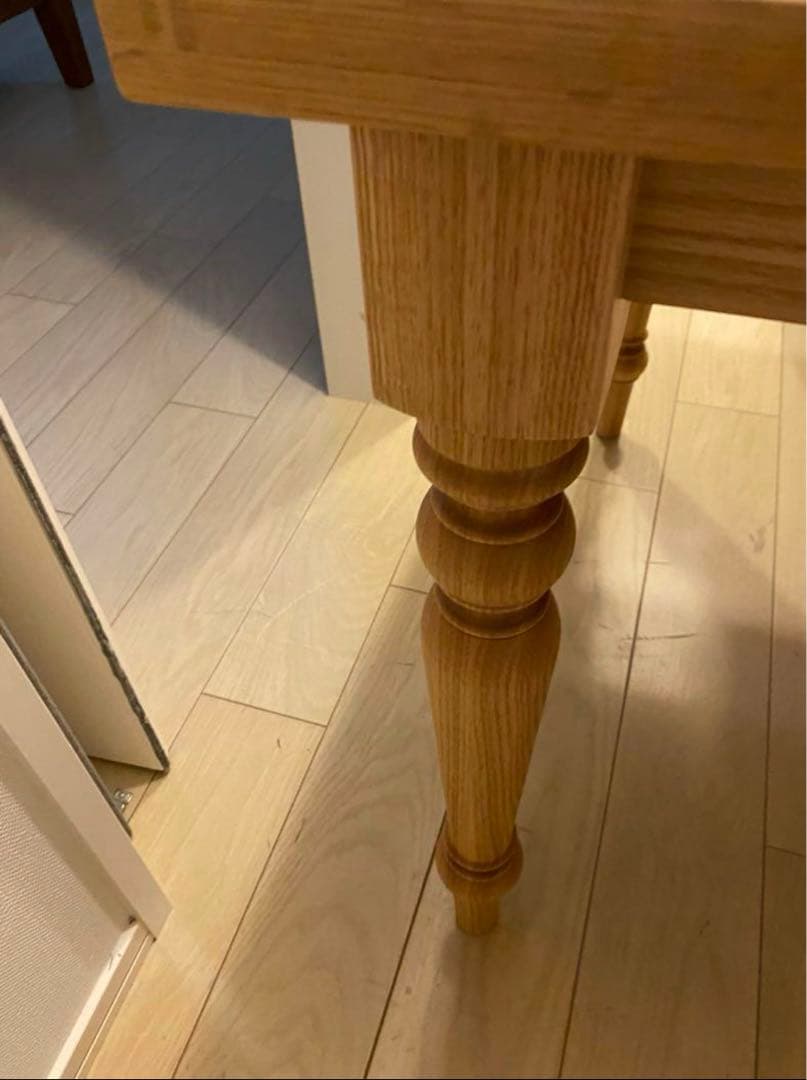 アイスブルー　コンランショップ オーク無垢材テーブル