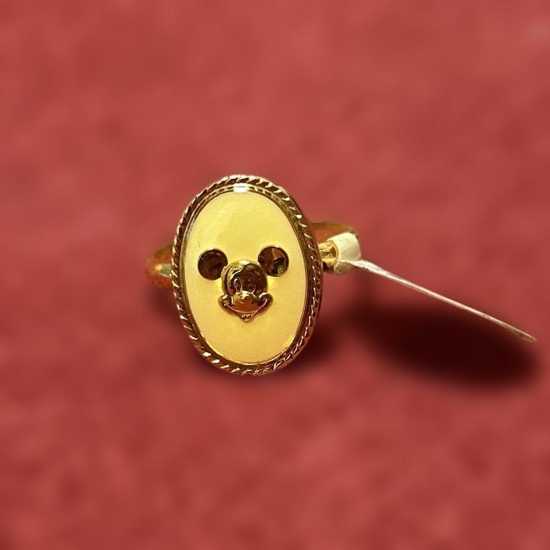 ヴィンテージ　ミッキーマウス　ゴールドリング　指輪フリーサイズ　レア