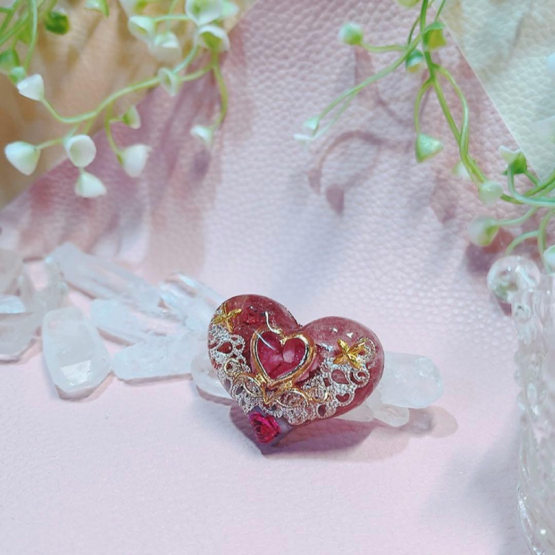 癒しのオルゴナイト❤️ピンクエピドート＋エンジェライト＋ロードナイトのハート型♡