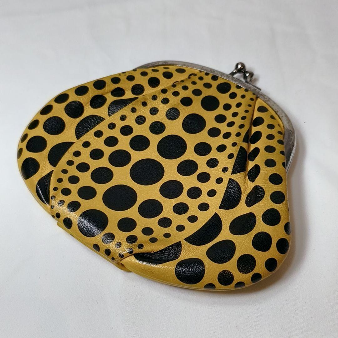 ​【入手困難】草間彌生　がま口　かぼちゃケース　黄色　本革　水玉模様
