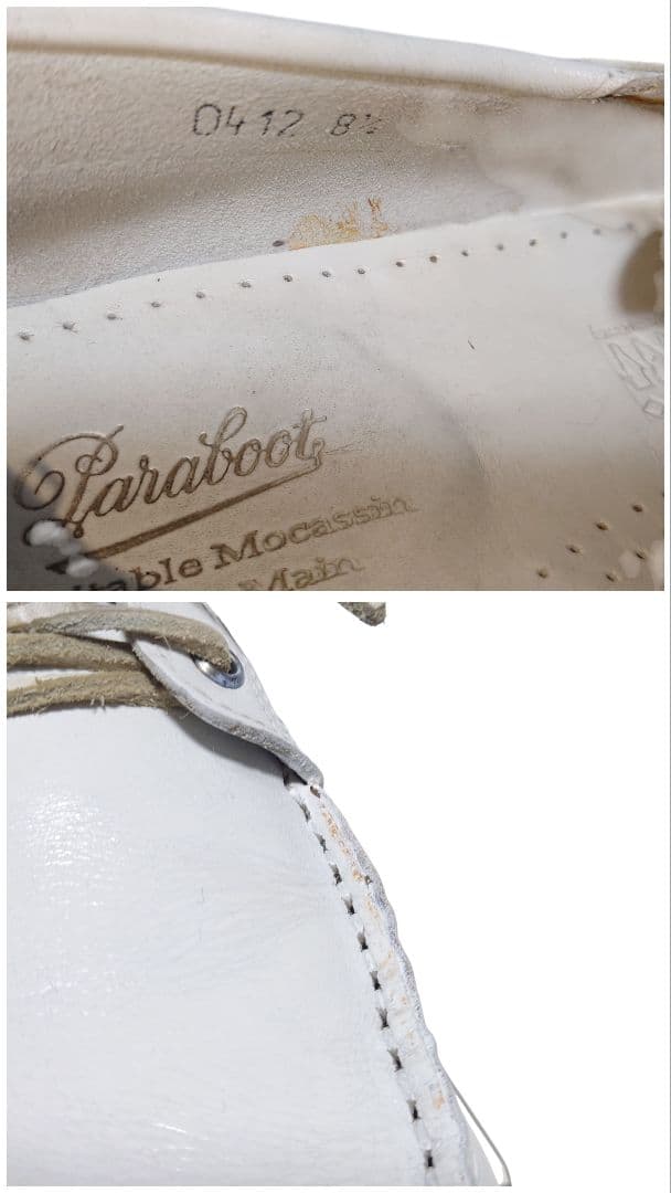 Paraboot パラブーツ デッキシューズ モカシン 白 8.5 レザー