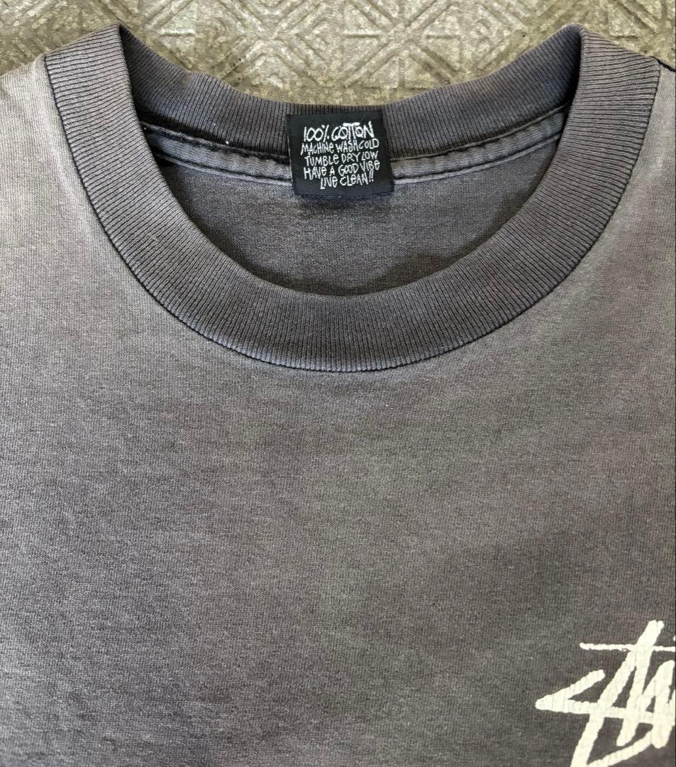 80s 黒タグ stussy ラスタ Tシャツ 墨黒 M ブラック フェード◎