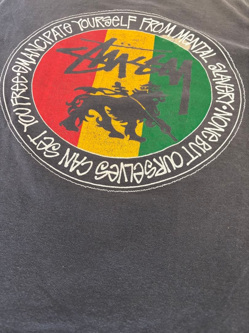 80s 黒タグ stussy ラスタ Tシャツ 墨黒 M ブラック フェード◎