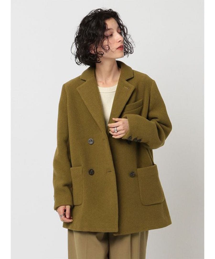 タグ付き　エトレトウキョウ ダブルブレスト　ミディコート　ピーコート