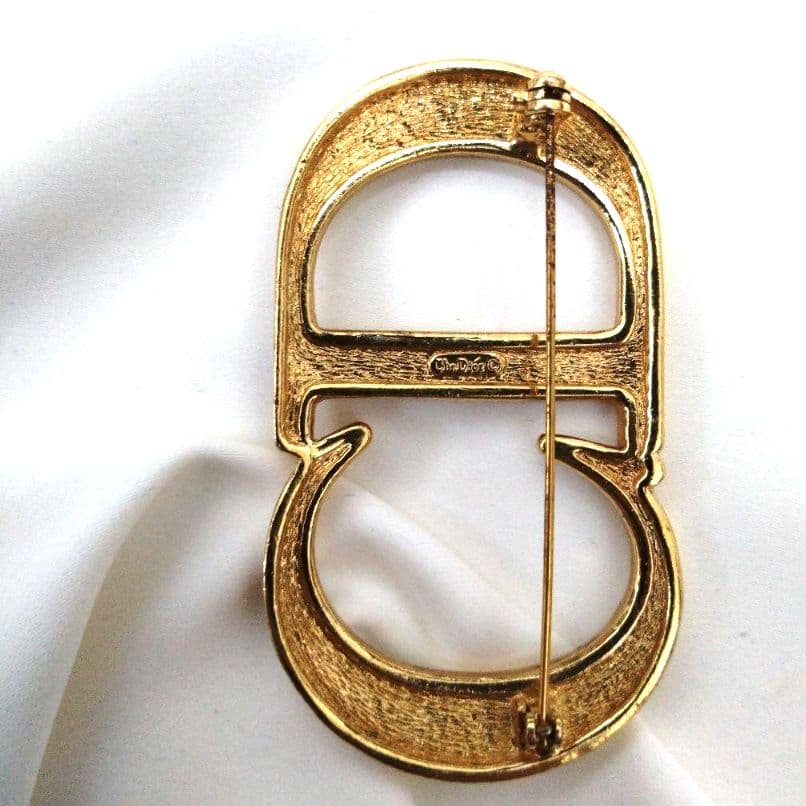 希少　ヴィンテージ　Christian Dior　CDロゴ　ブローチ