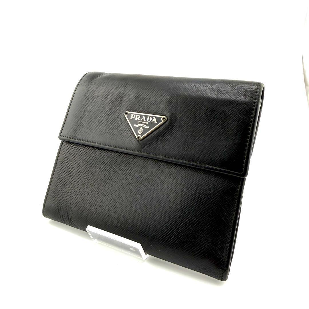 PRADA サフィアーノ 三つ折り財布 M170A ブラック系
