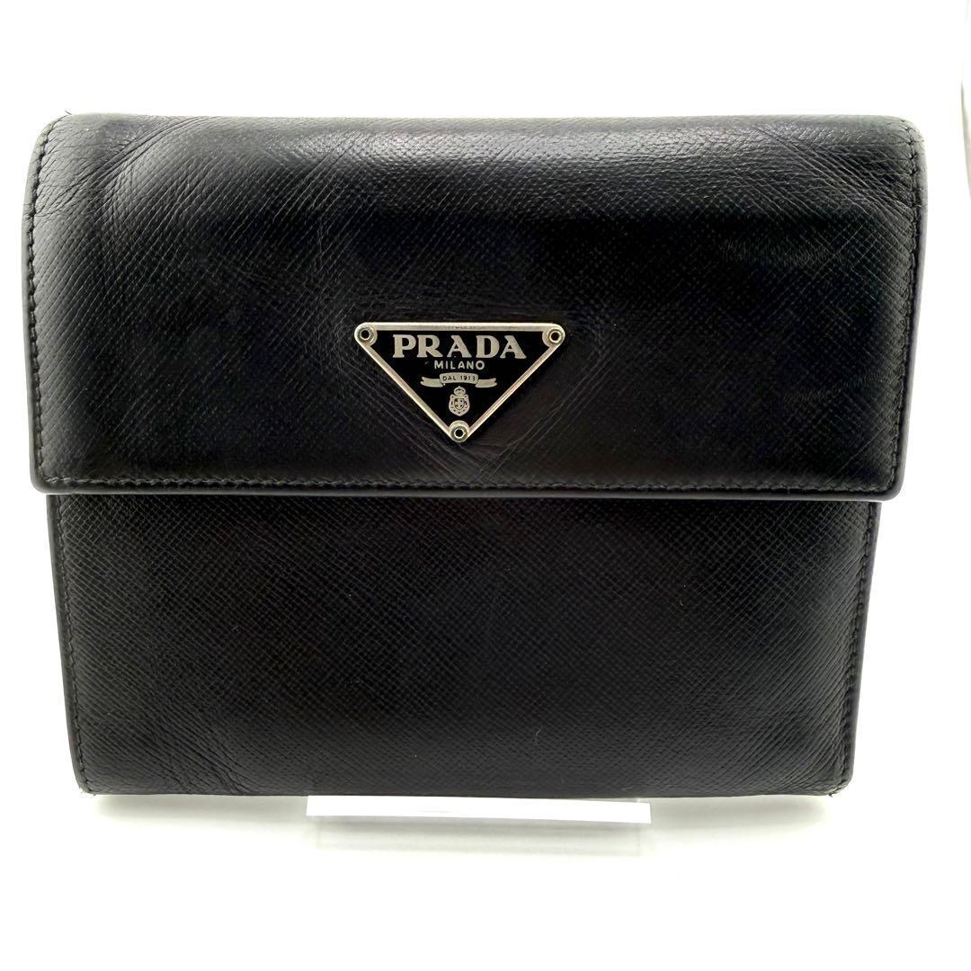 PRADA サフィアーノ 三つ折り財布 M170A ブラック系