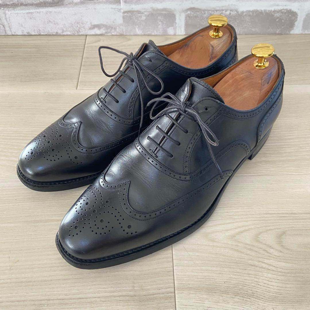 スコッチグレイン ウィングチップ ブラック 25.5cm 革靴　メダリオン