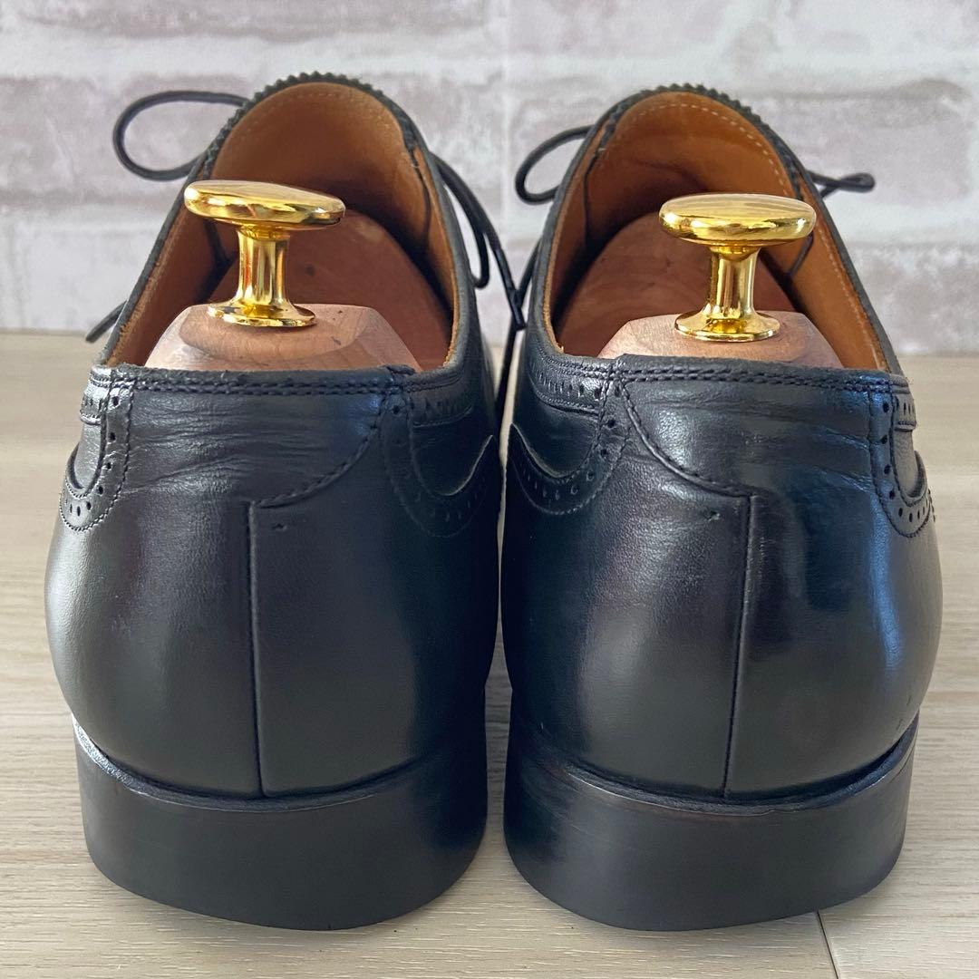 スコッチグレイン ウィングチップ ブラック 25.5cm 革靴　メダリオン