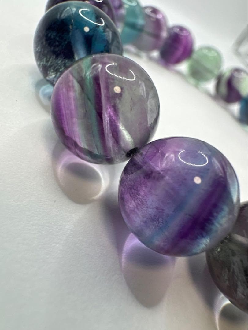 全粒虹入り　フローライト　12mm　天然石　ブレスレット