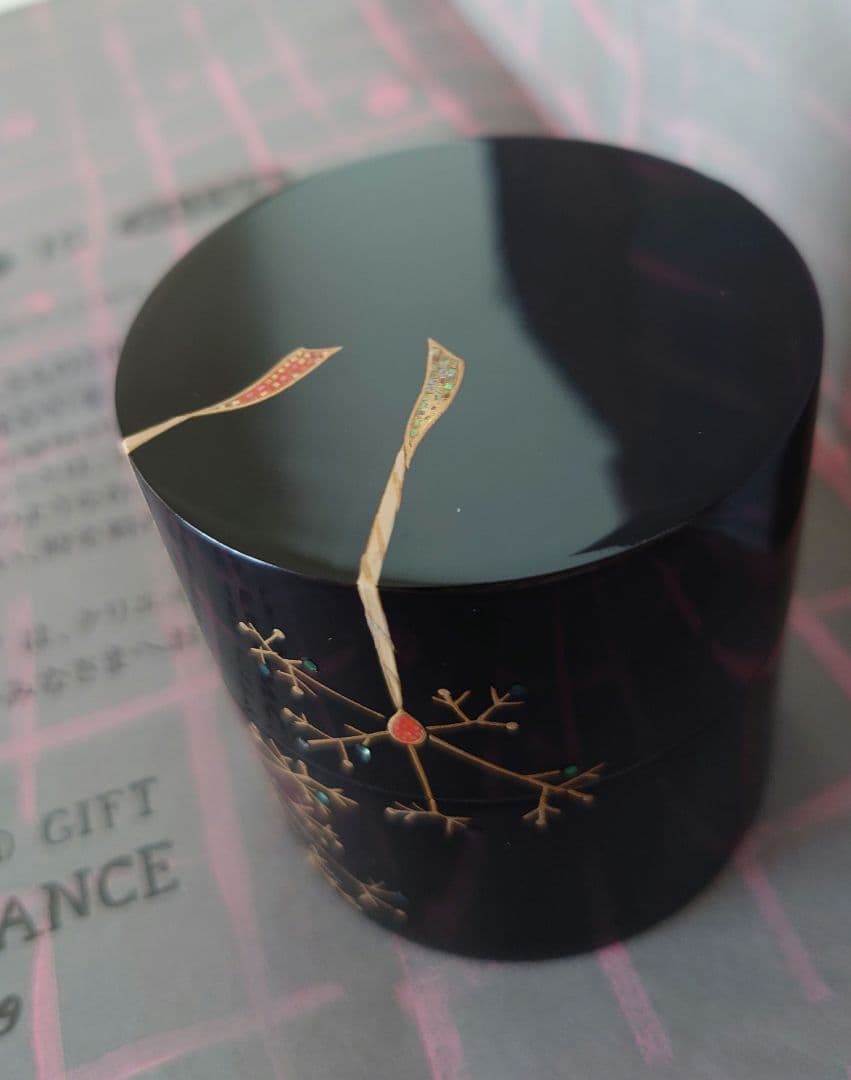 茶道具 漆棗 紙箱付　蒔絵屋伯兆作　蒔絵螺鈿　中継　中次