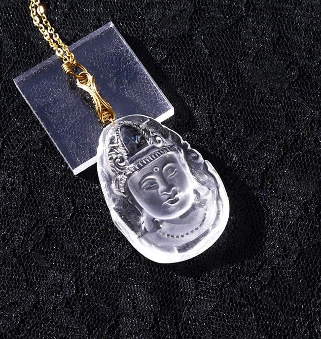 水晶観音菩薩一流彫刻ペンダント◇