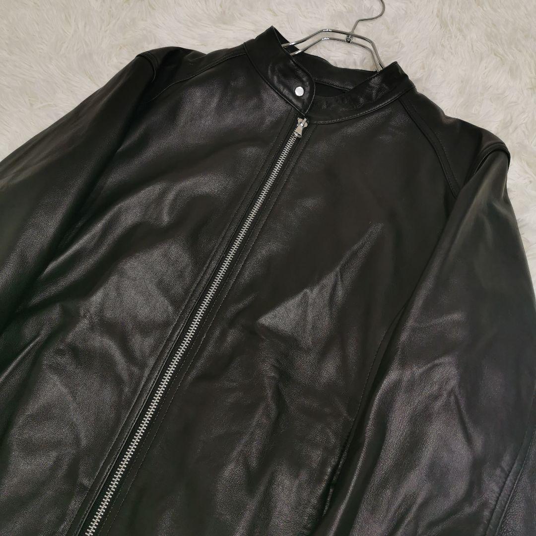 美品 ナノユニバース ラムレザー シングル ライダース ブラック XLサイズ
