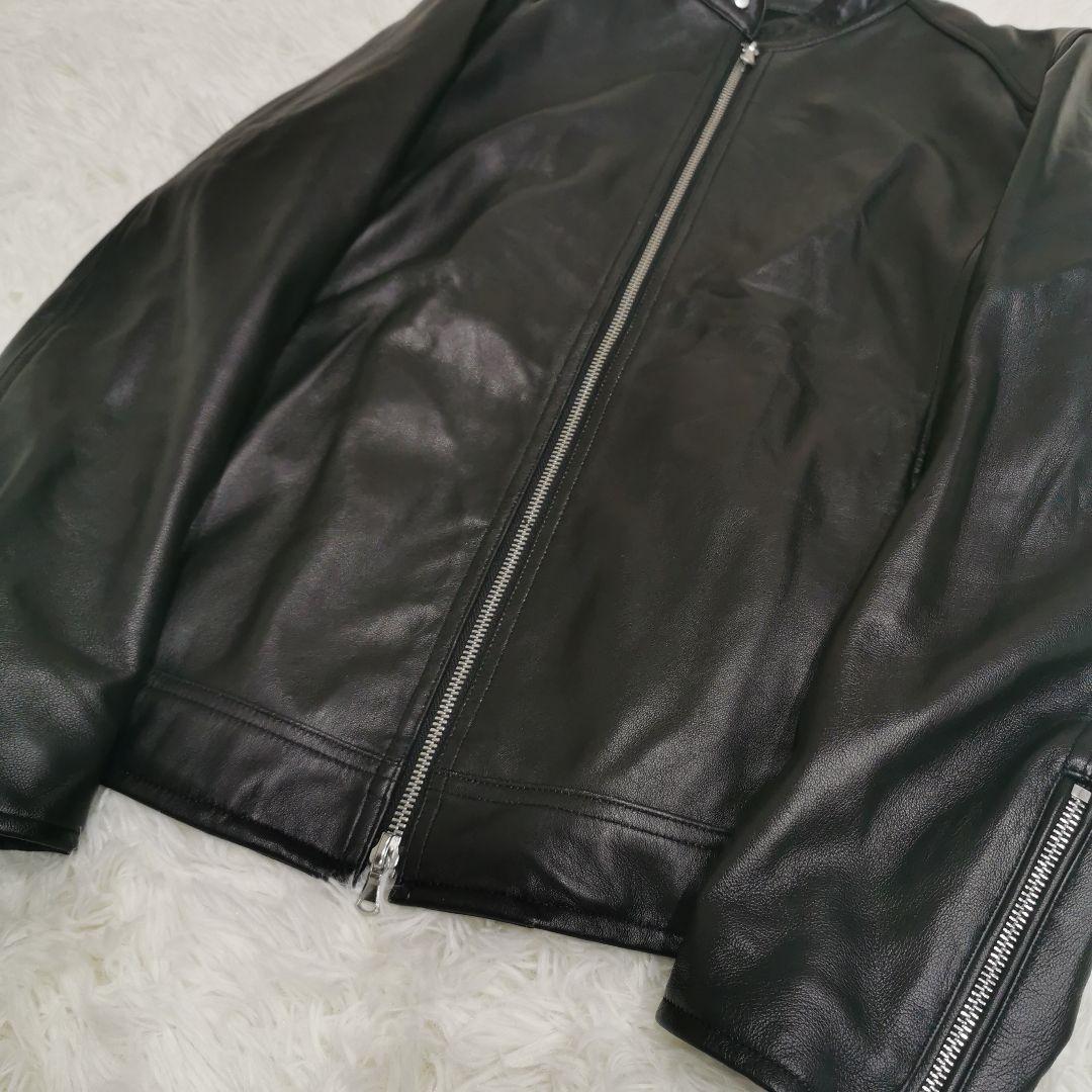 美品 ナノユニバース ラムレザー シングル ライダース ブラック XLサイズ