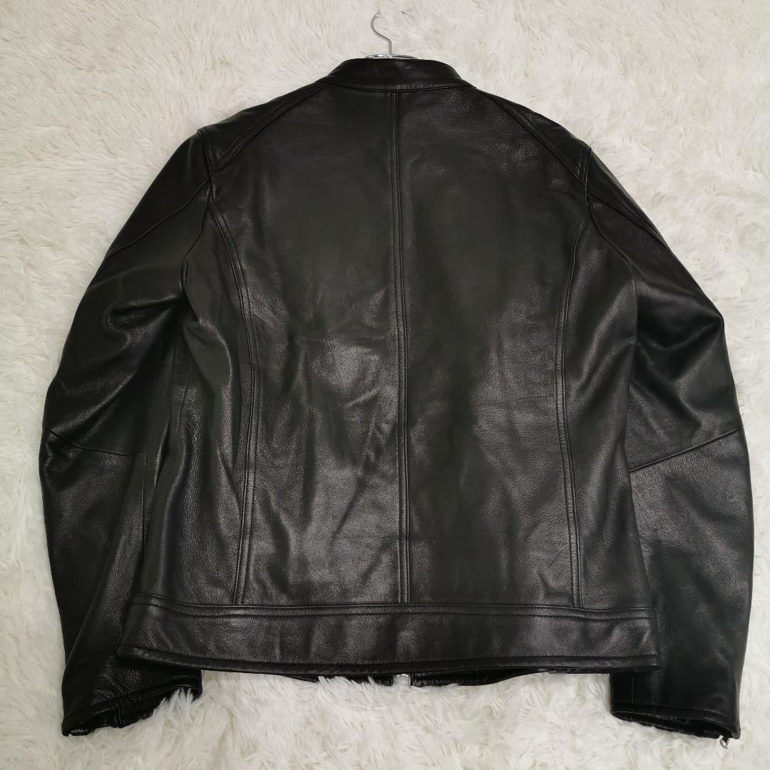 美品 ナノユニバース ラムレザー シングル ライダース ブラック XLサイズ
