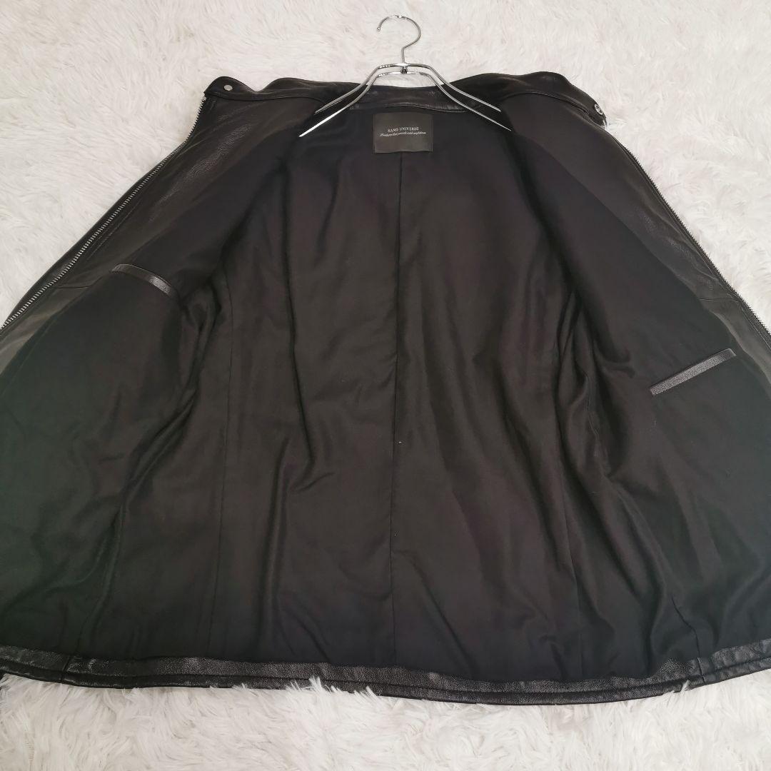 美品 ナノユニバース ラムレザー シングル ライダース ブラック XLサイズ