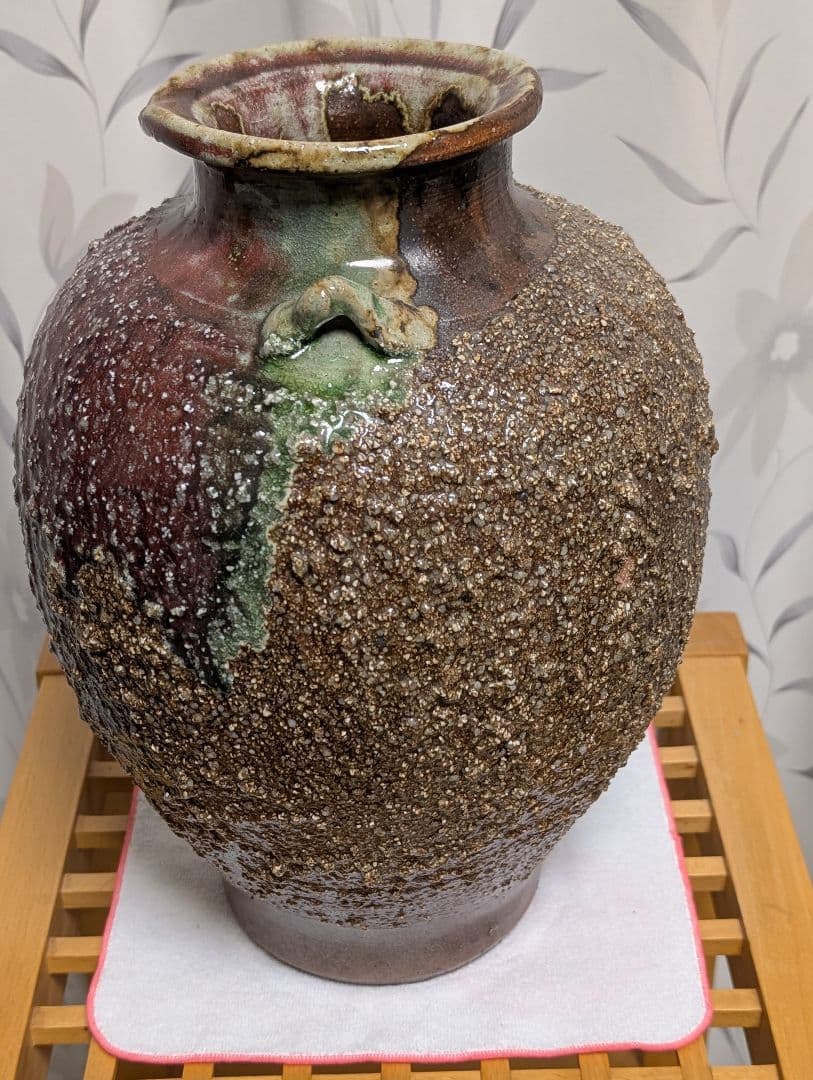 花瓶　インテリア　火色 　　石はぜ　焦げ　自然釉