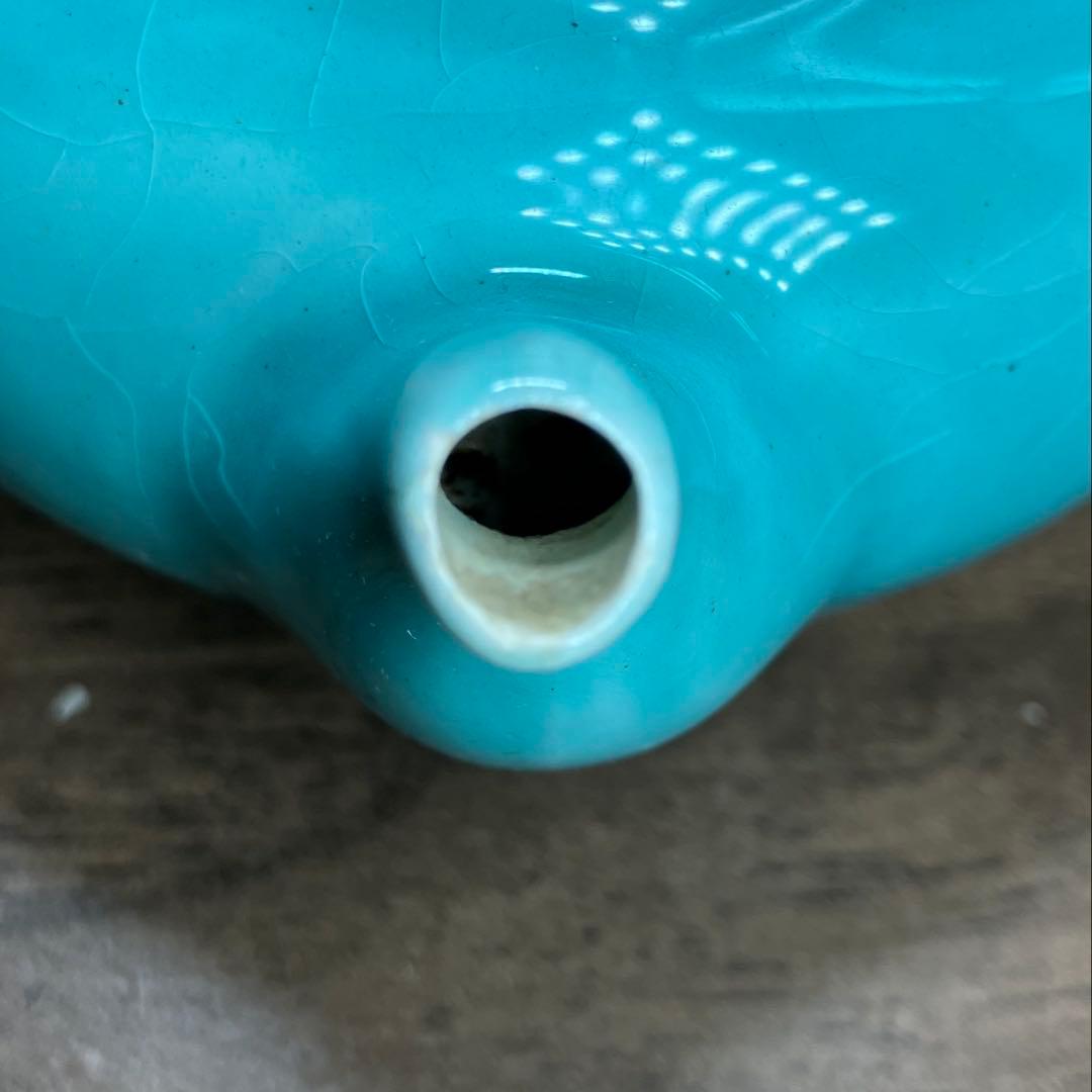 珉平焼　青釉　ティーポット　急須