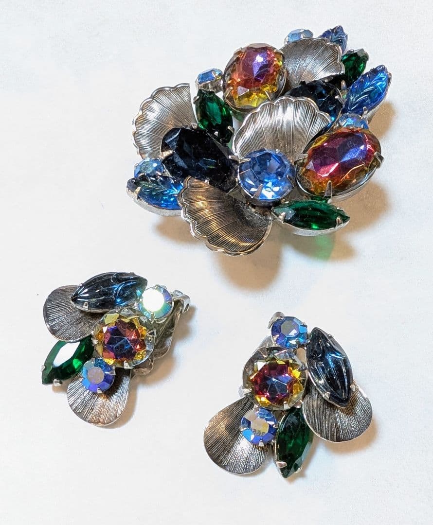 No.0339　ヴィンテージジュリアナ　ウォーターメロン＆メタル　ブローチセット