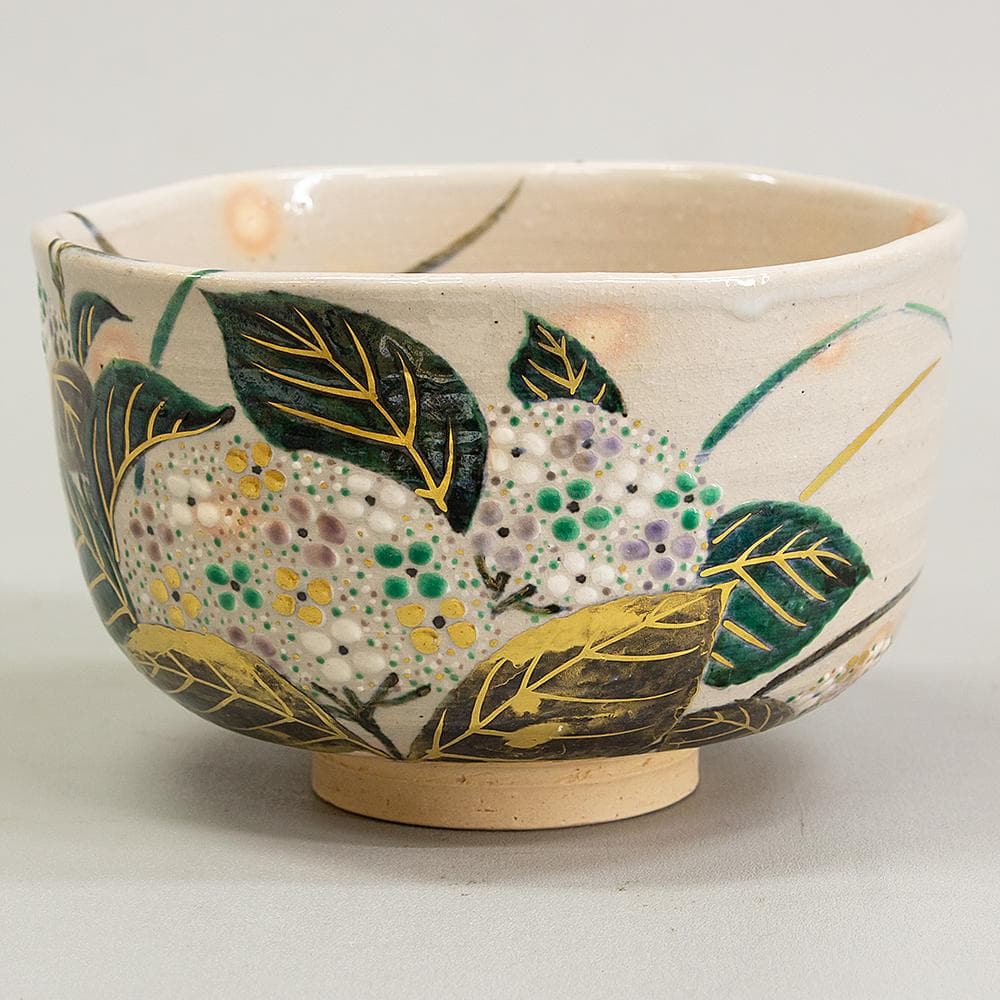 京焼 平安 中村秋峰 茶碗 乾山写 紫陽花 共箱 茶道具 抹茶碗