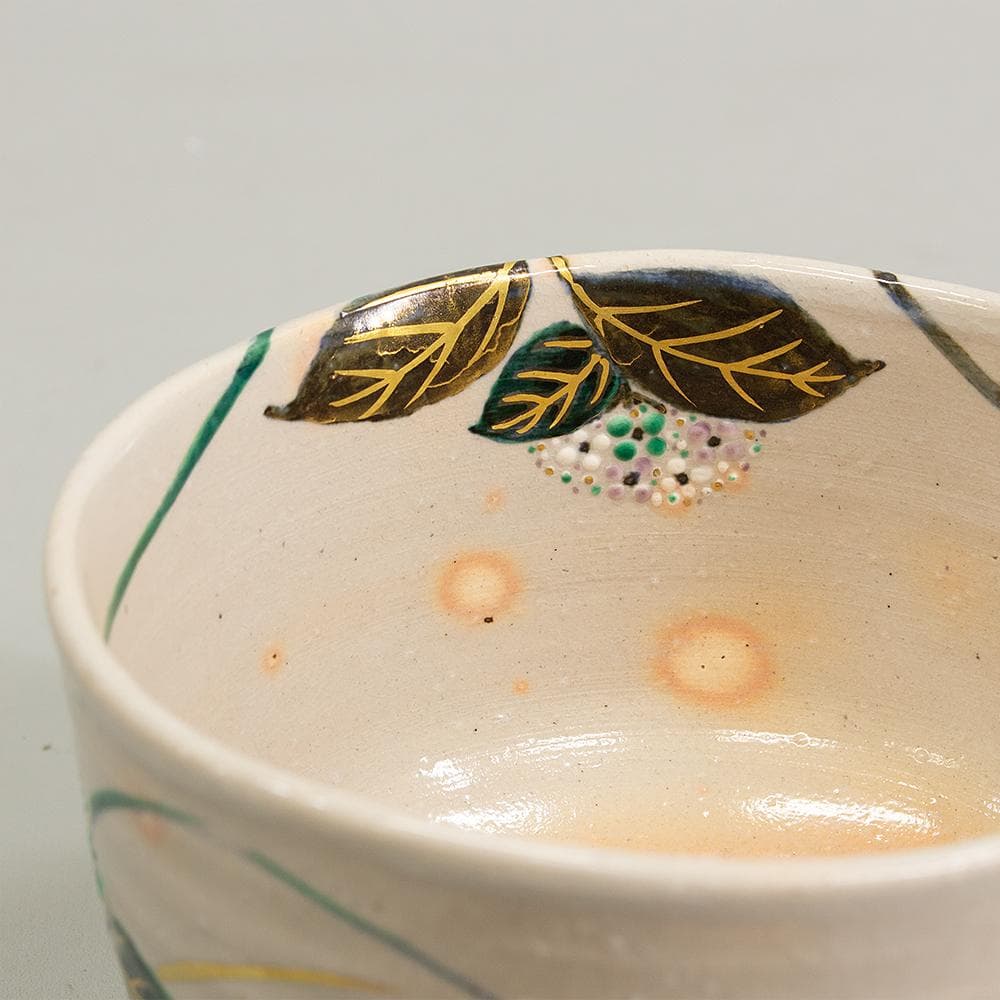 京焼 平安 中村秋峰 茶碗 乾山写 紫陽花 共箱 茶道具 抹茶碗