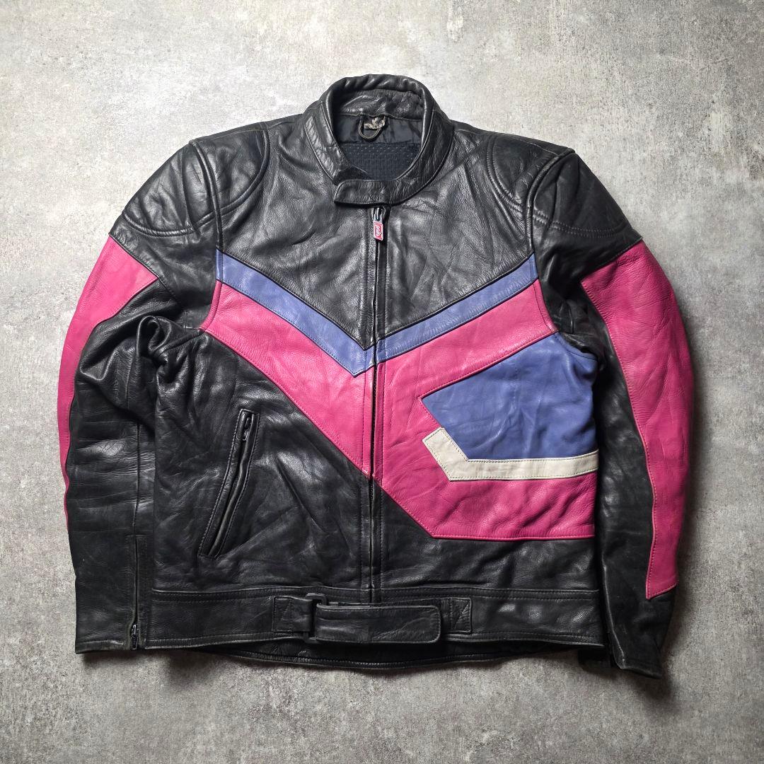 90sPoloSportsポロレザーレーシングジャケットライダースバイカーバイク
