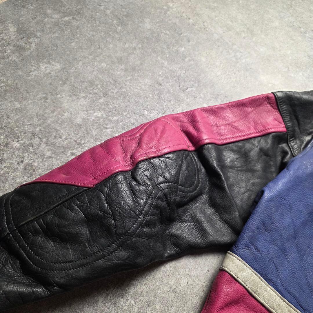 90sPoloSportsポロレザーレーシングジャケットライダースバイカーバイク