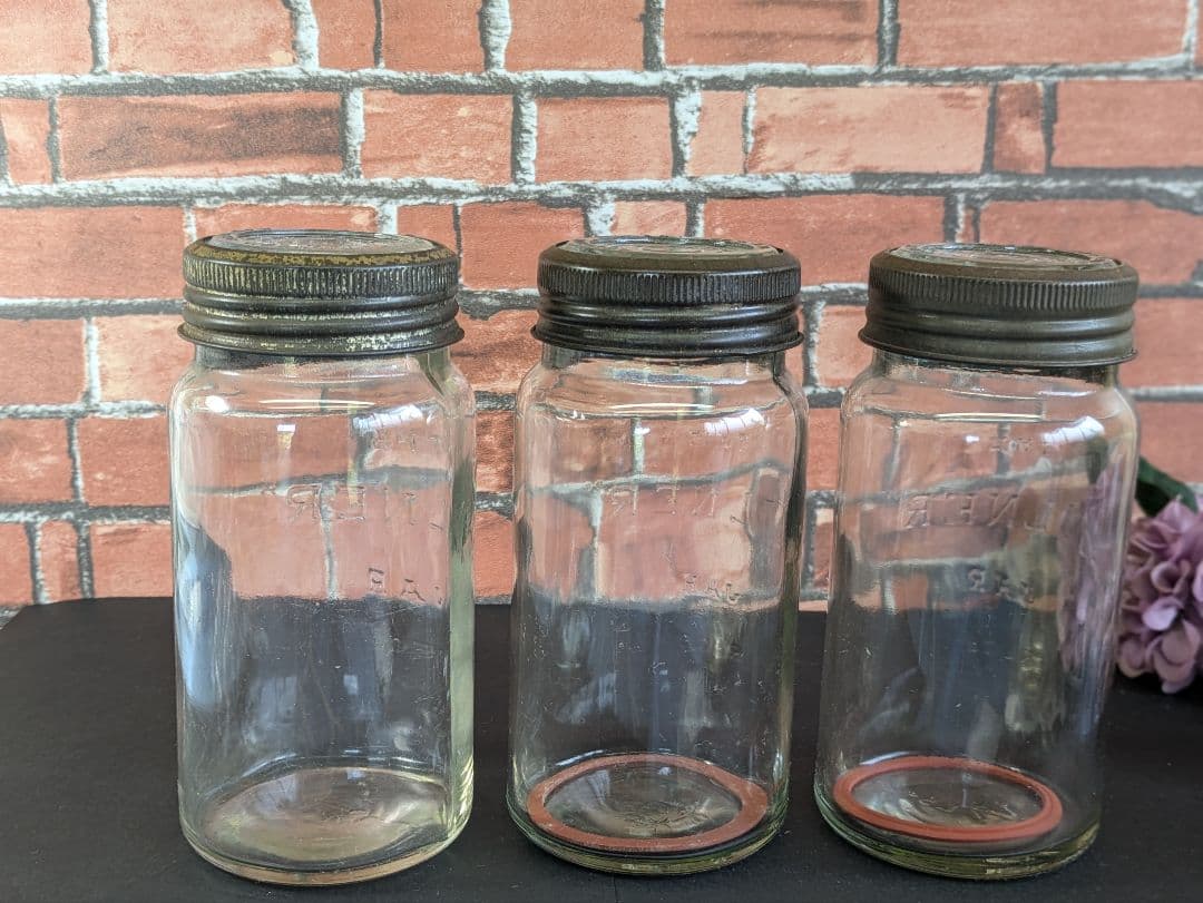 イギリス アンティーク キルナー KILNER ガラスジャー 大 3本セット