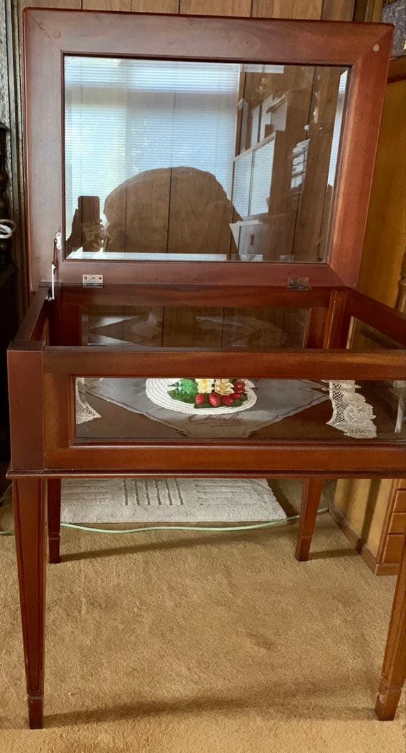 大塚家具　引取歓迎 面取ガラス硝子 コレクションテーブル/ショーケーステーブル