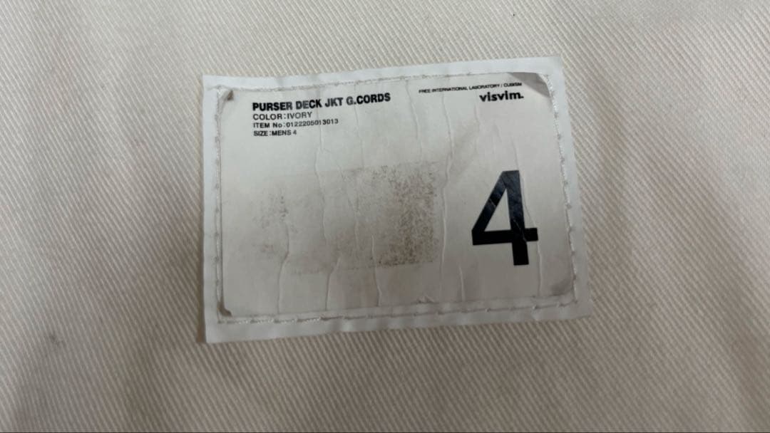 22aw PURSER DECK JKT G.CORDS ivory 4番