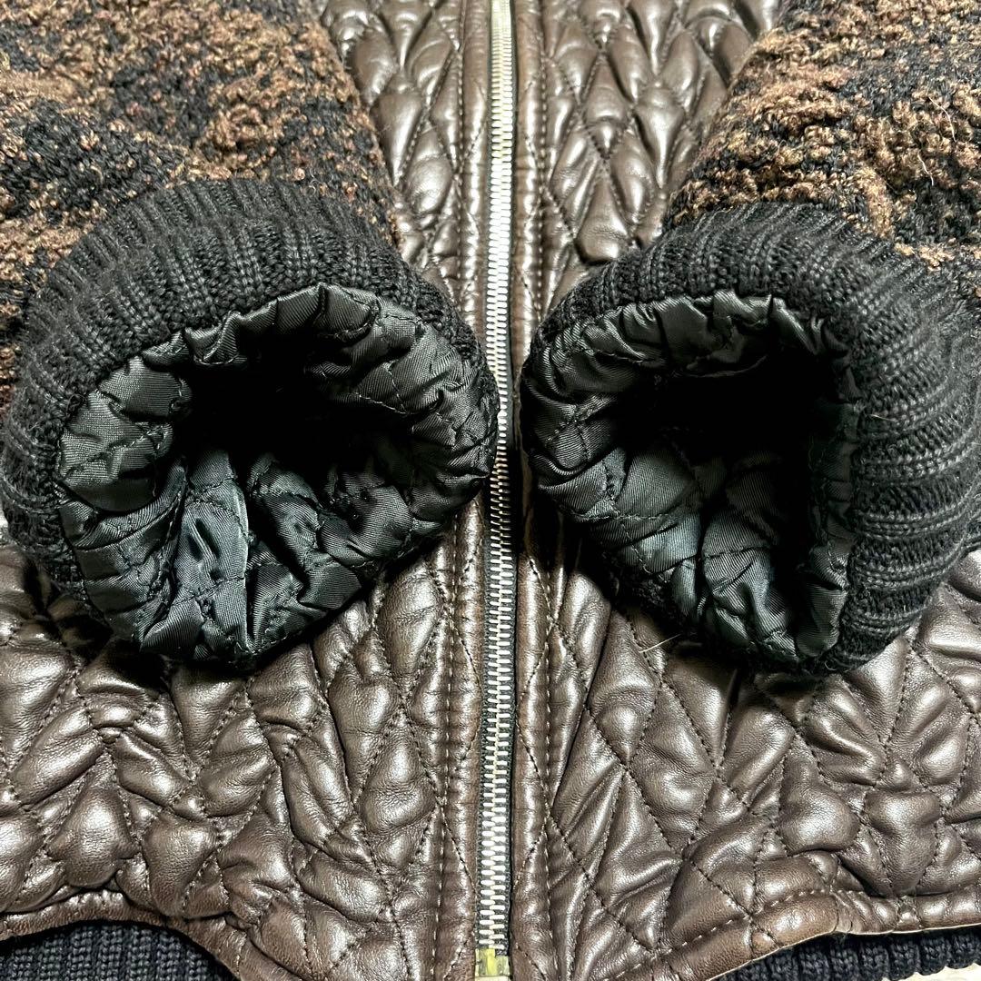 ✨希少✨PETER BROWN レザージャケット 切り替え ニット カシミヤ混