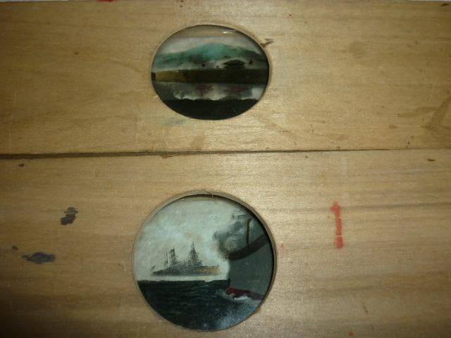 希少 明治～大正期 木箱入◆幻燈機用 ガラス板スライド（写真・天然色）19枚