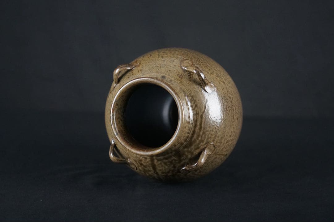 尾中窯 市野信水 作 丹波焼 茶壺 飾壺 陶印 共箱 茶道具 茶事