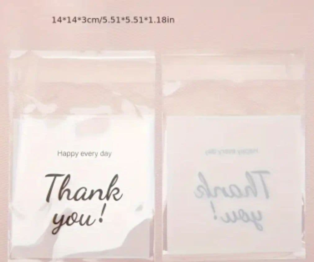 No.47　OPP袋テープ付　透明×thank you!柄　100枚