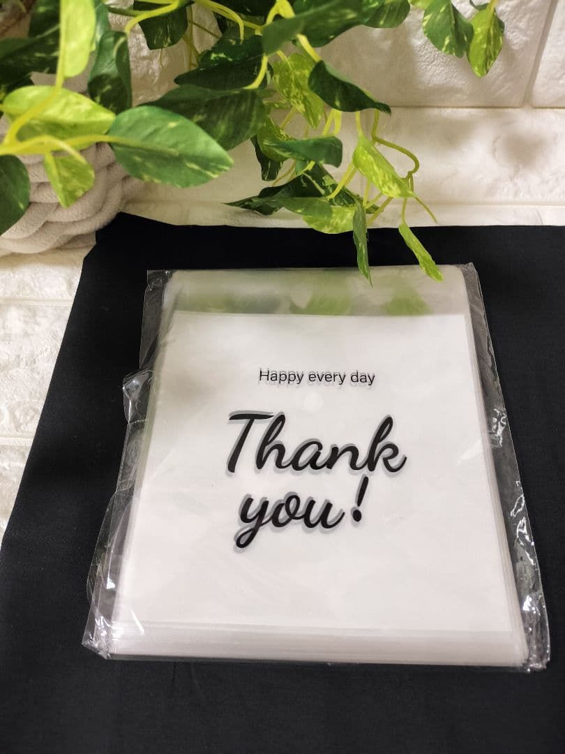 No.47　OPP袋テープ付　透明×thank you!柄　100枚