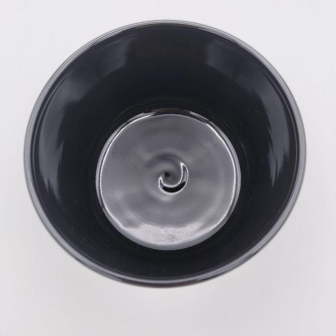 a380 筒茶碗　「通次阿山」　黒釉鱗唐草　茶碗　抹茶茶碗　古物　茶道具　茶道