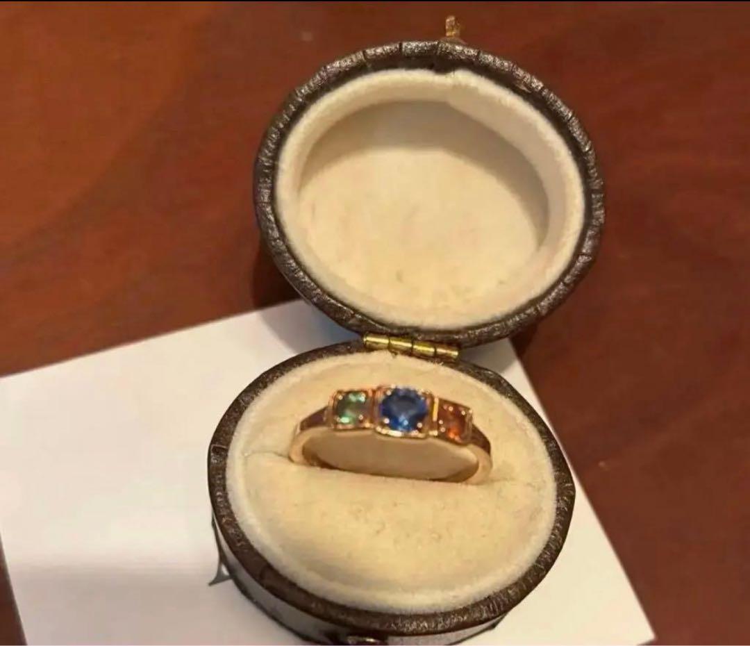 美品　アガット　agete マルチカラーストーンリング 11号