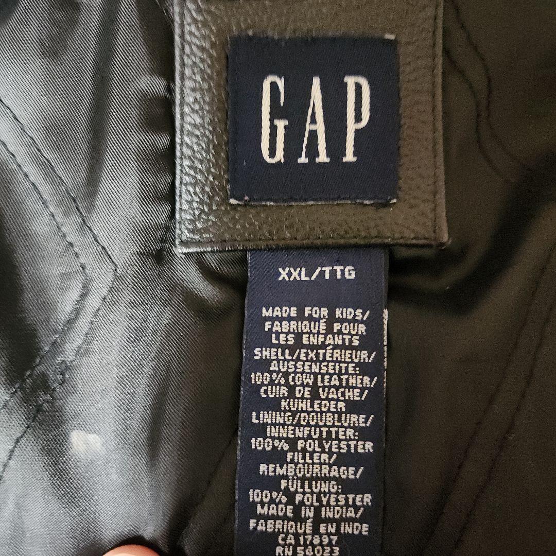GAP オールドギャップ 本革 レザージャケット 牛革 キッズXXL 黒