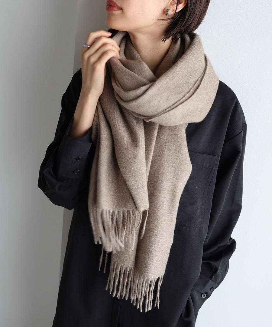 evernavy ベージュ　カシミヤ　大判　ストール　マフラー