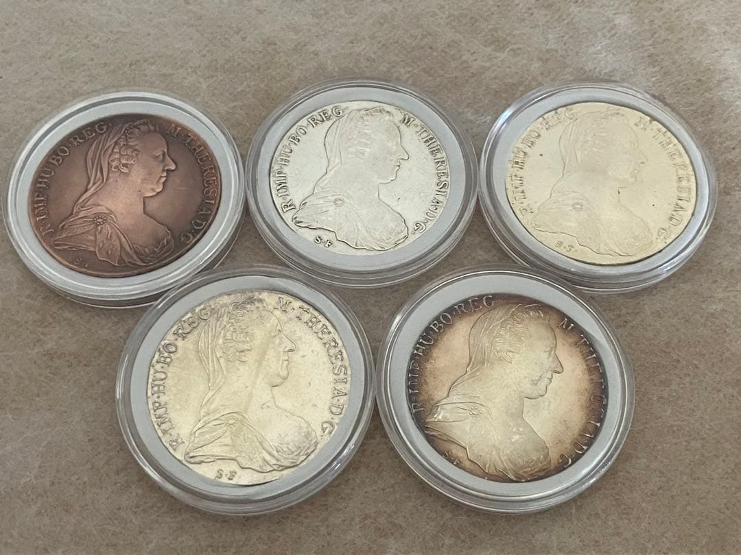 値下げ マリア・テレジア ターラー銀貨 アンティーク 5枚 銀価格高騰中