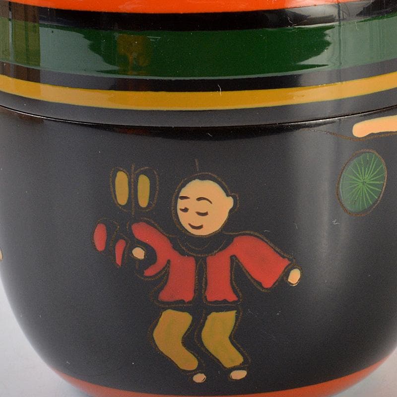 茶道具　中谷秀斉作　牛の背童子絵　中棗　共箱　V　6586