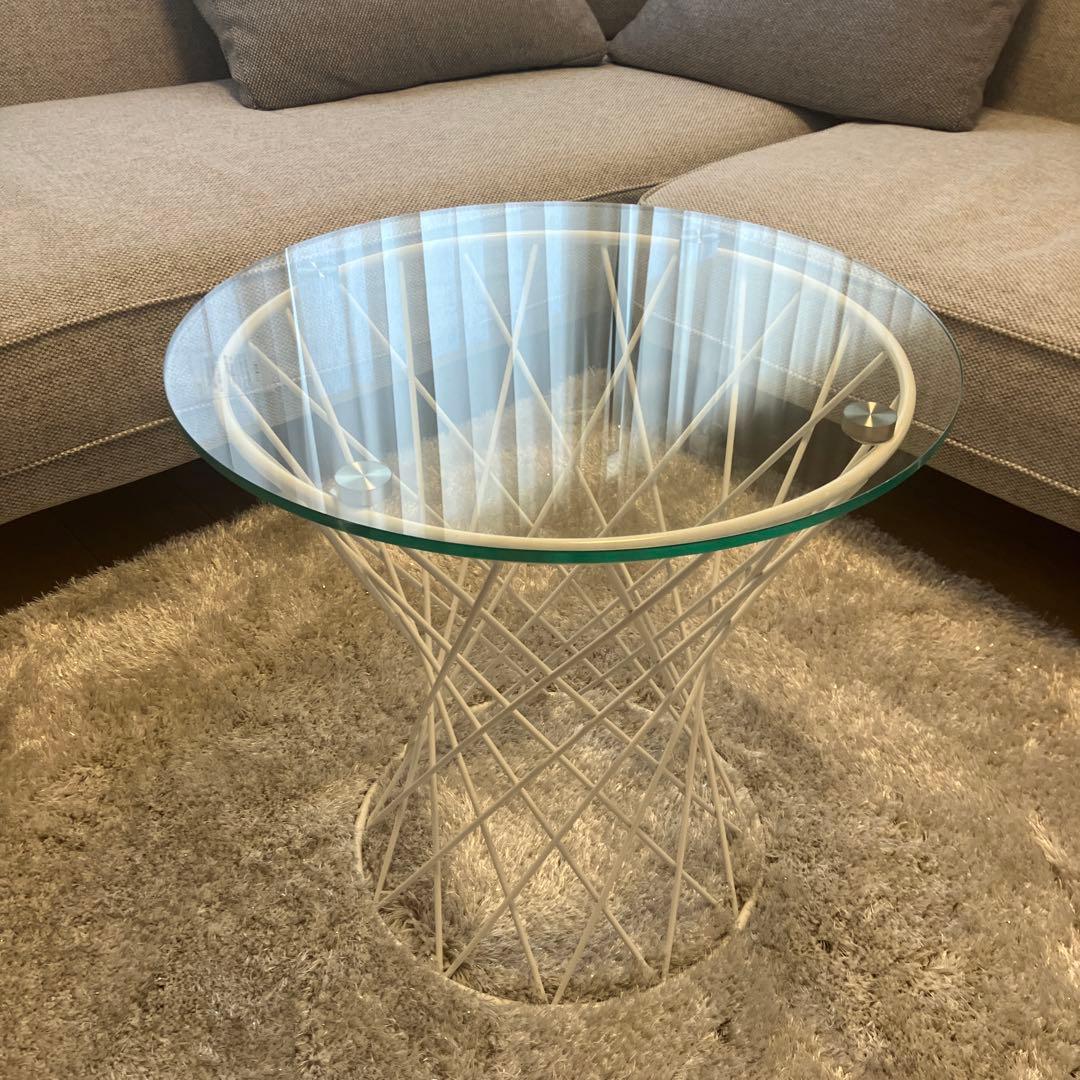 Franc Franc マーリアサイドテーブル (クリア×ホワイト)