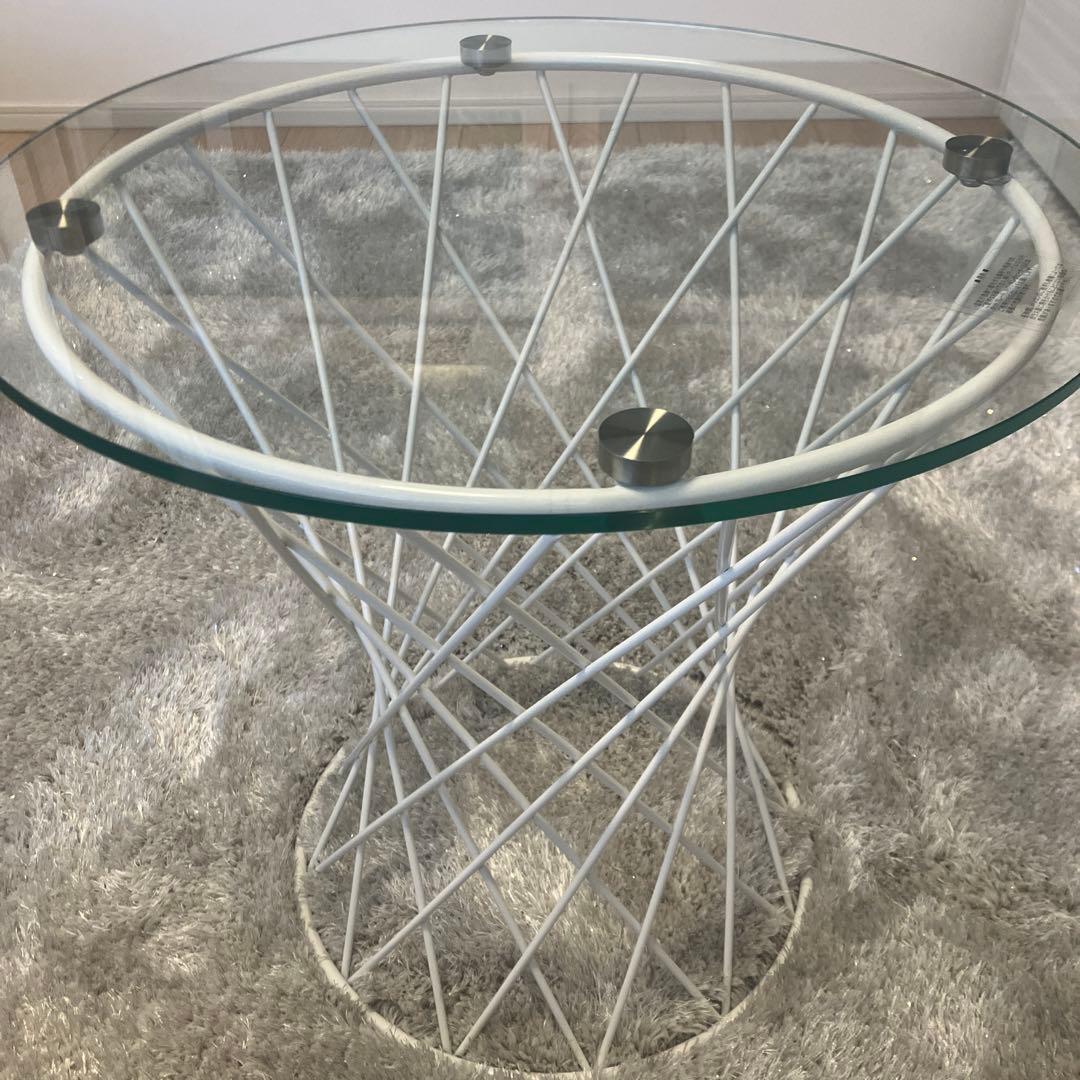 Franc Franc マーリアサイドテーブル (クリア×ホワイト)