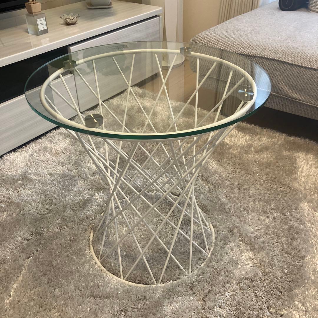 Franc Franc マーリアサイドテーブル (クリア×ホワイト)