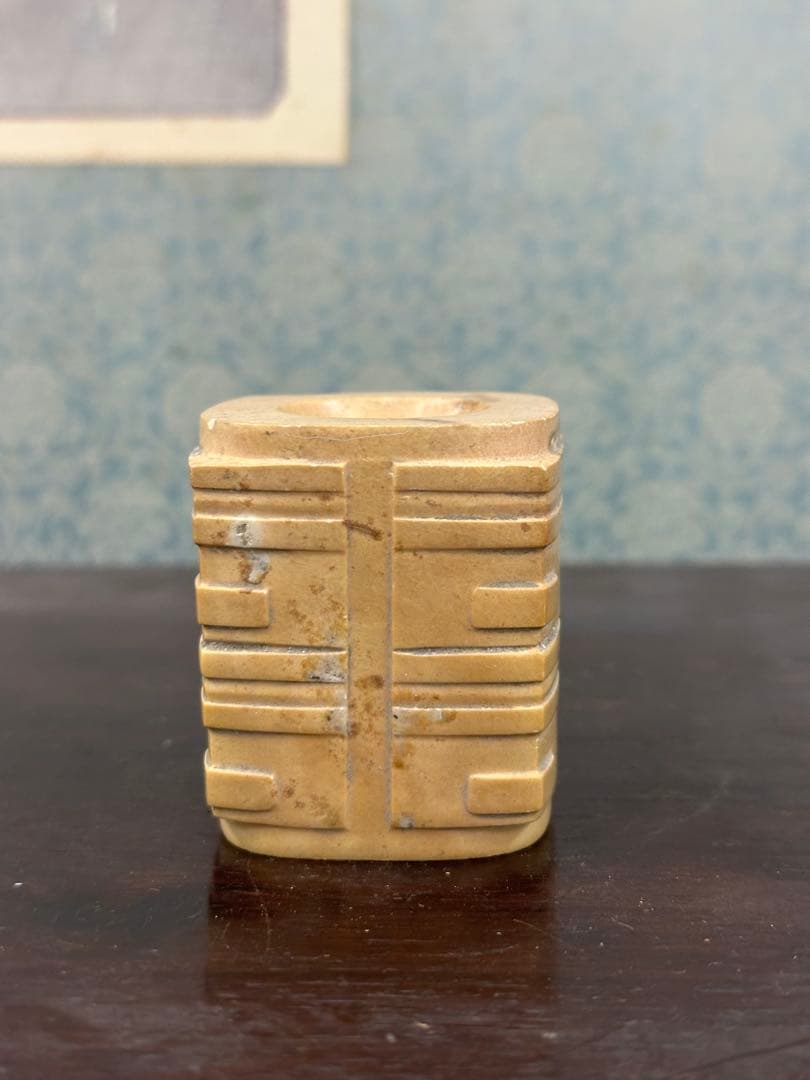 中國古砡石 古砡琮 砡置物 玉製物 時代物 中國古美術 唐物 高 5.5cm