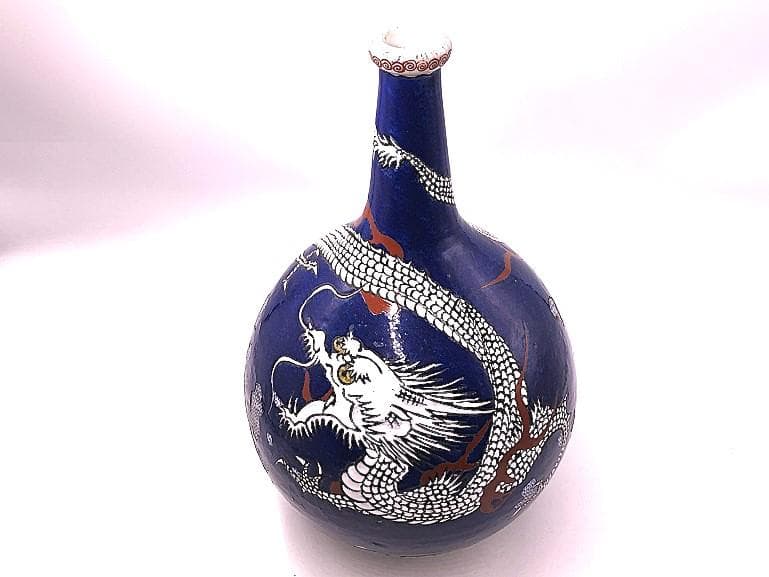 【 雲龍図大徳利花生 】　古九谷角福印　高33.7ｃｍ